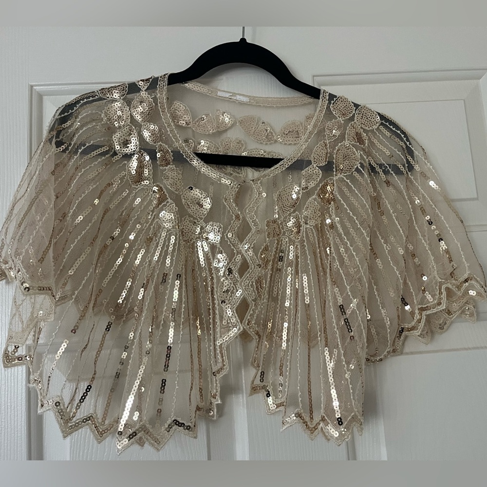 Roaring 20’s Gold Sequined Embellished Capelet